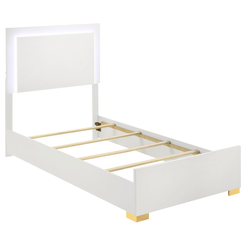 Marceline Wood Twin LED Panel Bed White