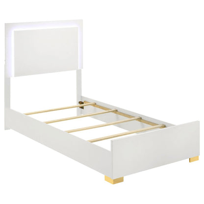 Marceline Wood Twin LED Panel Bed White