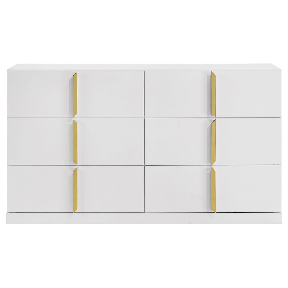 Ines 6-drawer Bedroom Dresser Cabinet White High Gloss