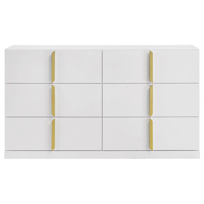 Ines 6-drawer Bedroom Dresser Cabinet White High Gloss