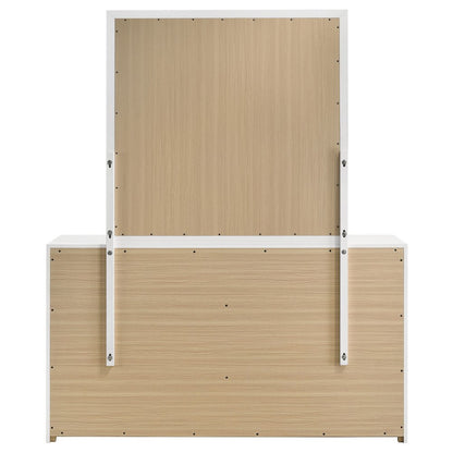 Ines 6-drawer Bedroom Dresser with Mirror White High Gloss