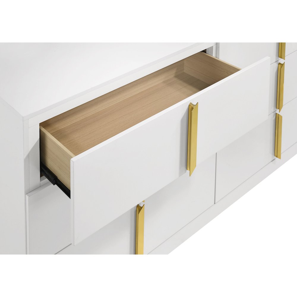 Ines 6-drawer Bedroom Dresser with Mirror White High Gloss