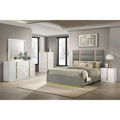 Ines 6-drawer Bedroom Dresser with Mirror White High Gloss