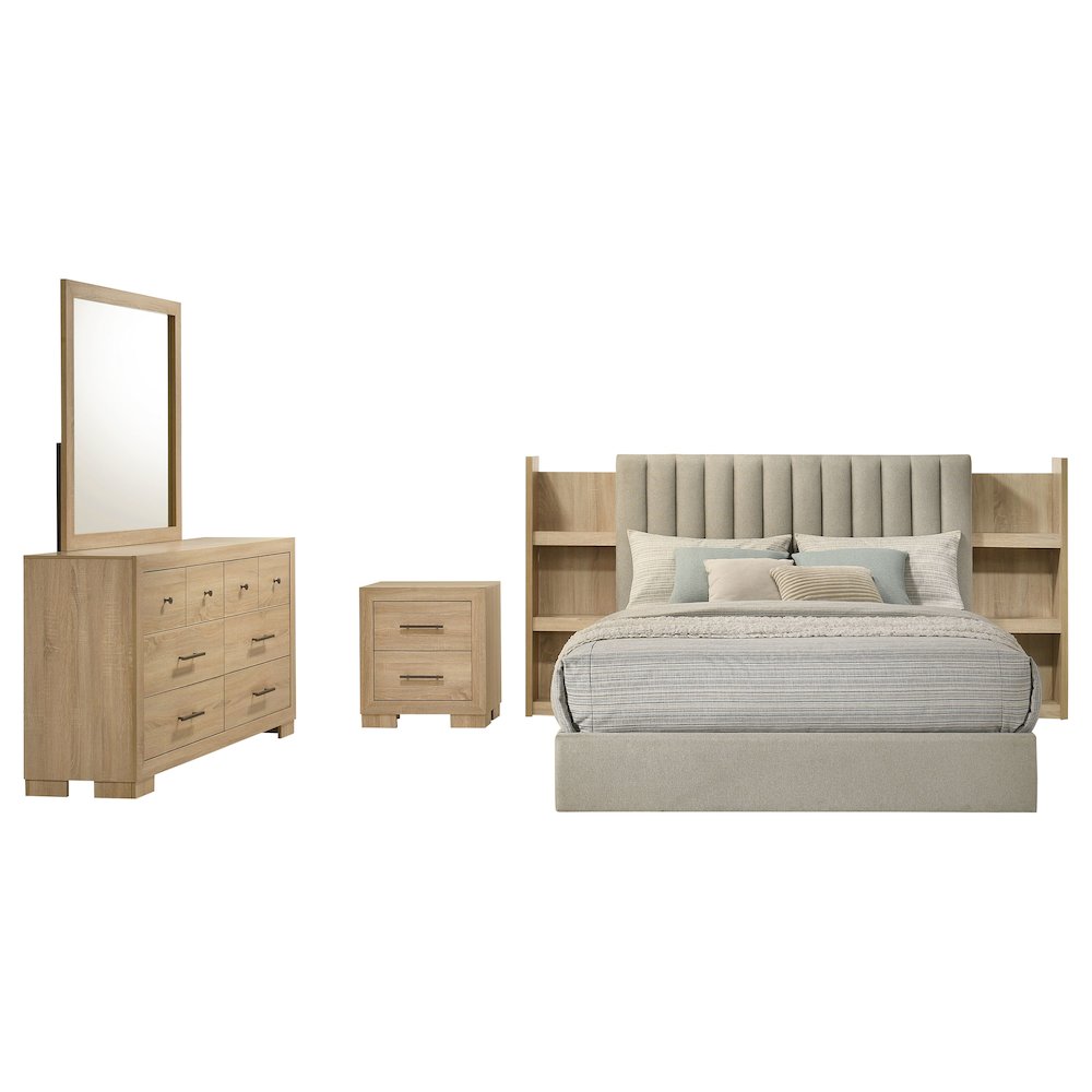 Arielle 4-piece Eastern King Bedroom Set Light Oak