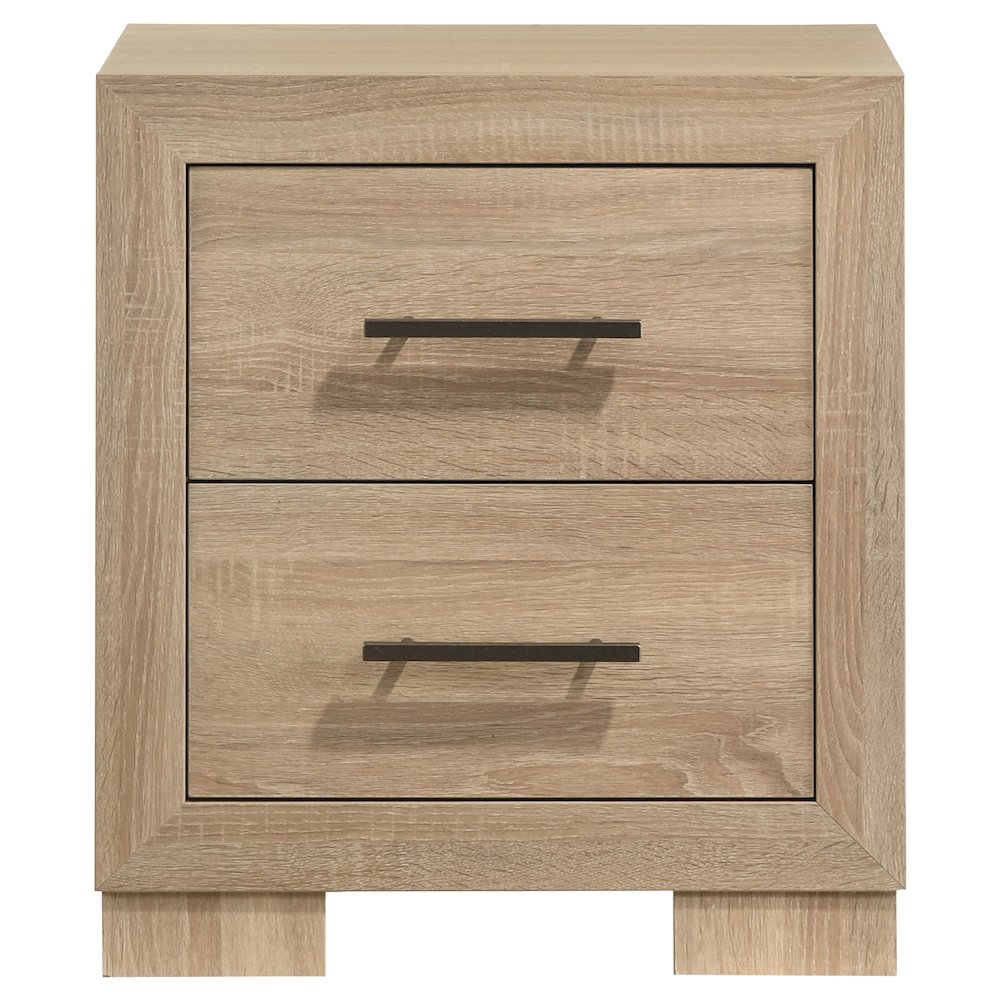 Arielle 2-drawer Bedroom Nightstand with Casters Light Oak