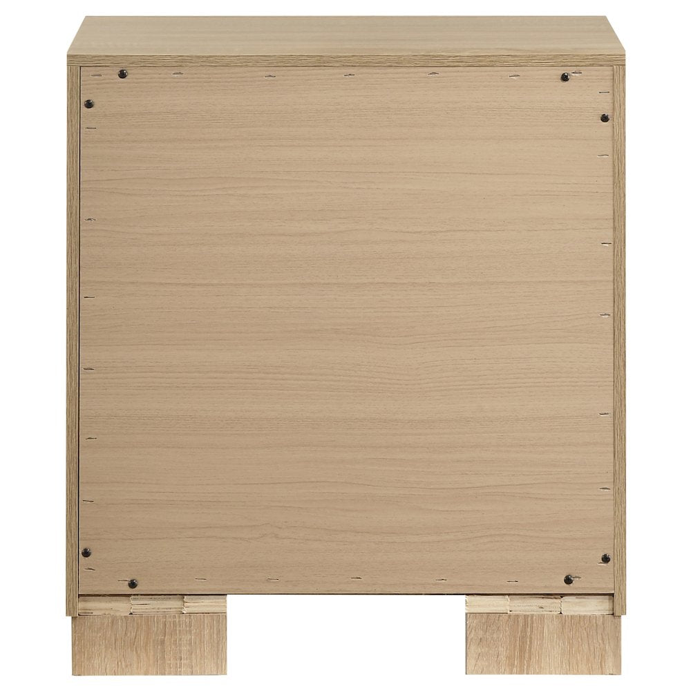 Arielle 2-drawer Bedroom Nightstand with Casters Light Oak