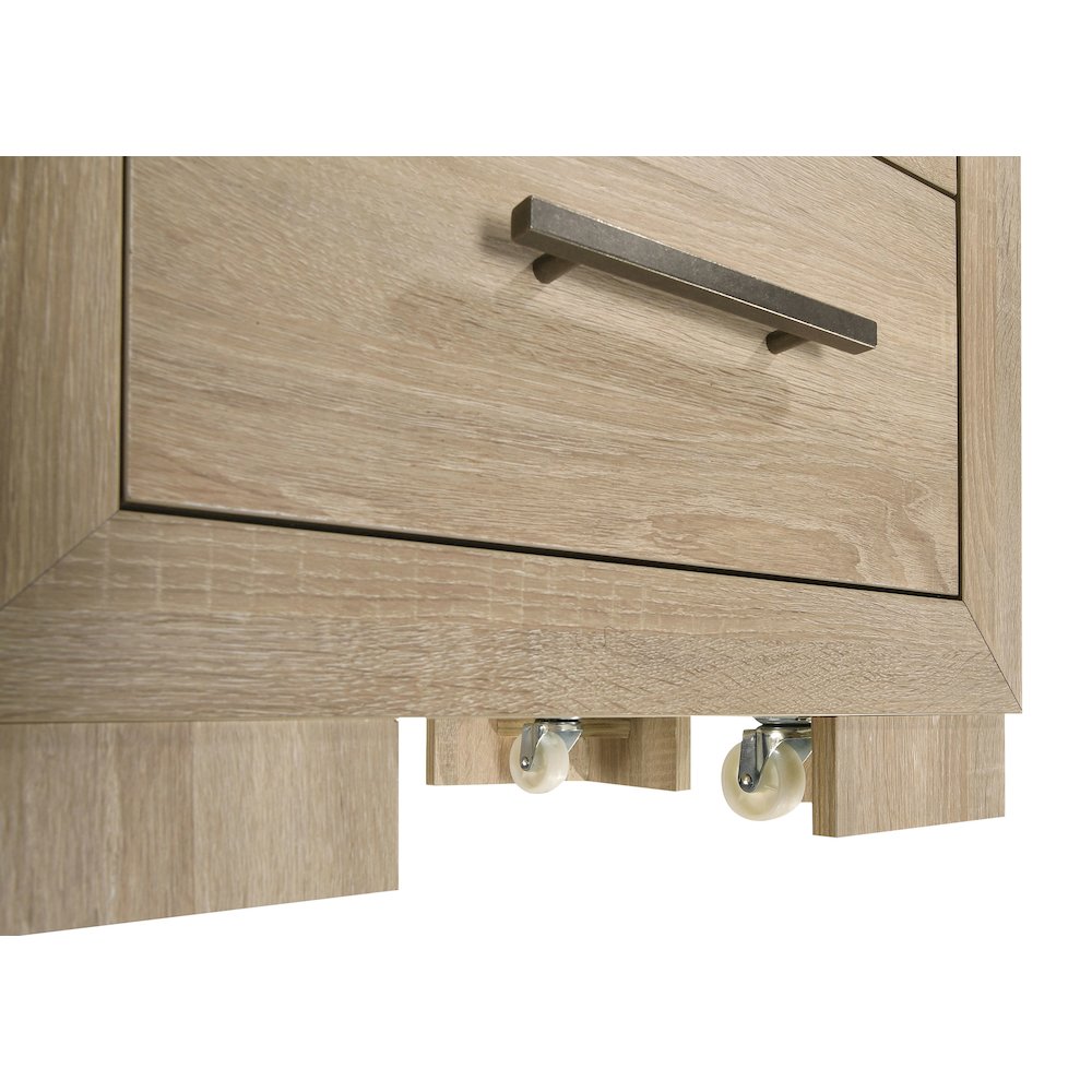 Arielle 2-drawer Bedroom Nightstand with Casters Light Oak