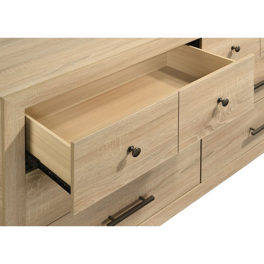 Arielle 6-drawer Bedroom Dresser with Mirror Light Oak