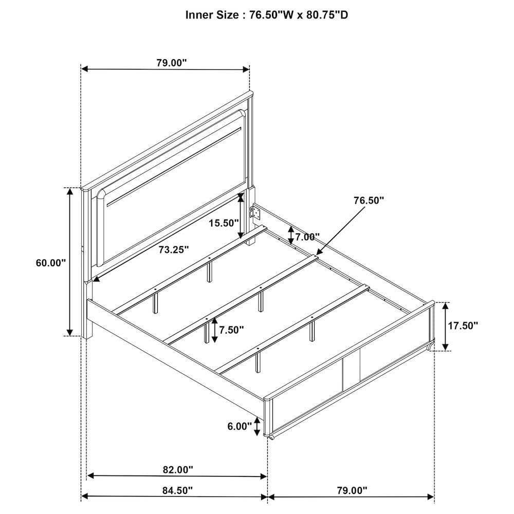 Leanne Eastern King LED Panel Bed Off White and Light Oak