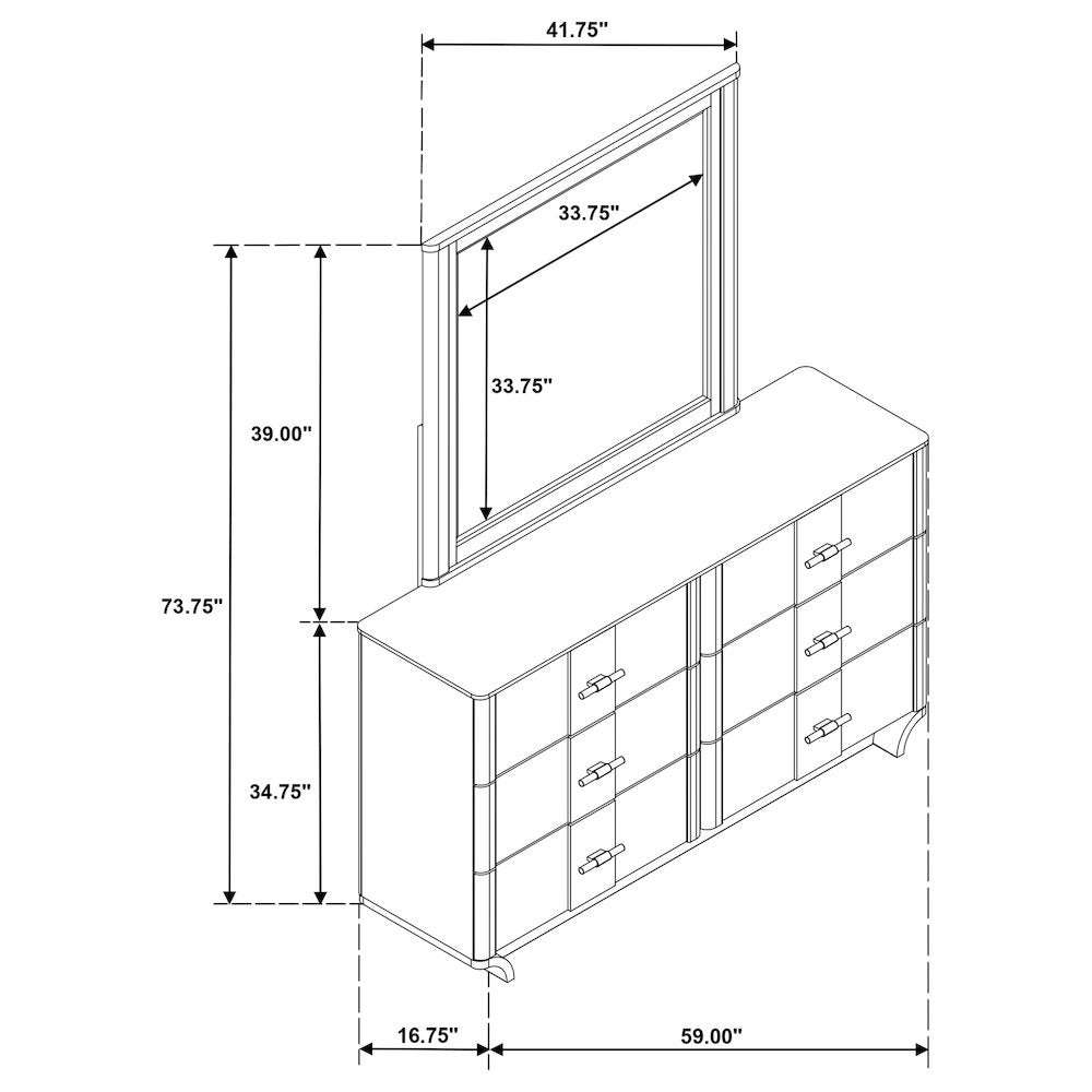 Leanne 6-drawer Sinter Stone Top Dresser and Mirror Light Oak