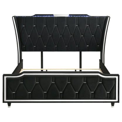 Lorient California King LED Upholstered Bed Black