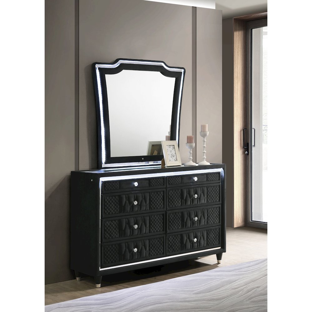 Lorient 8-drawer LED Dresser with Mirror Black