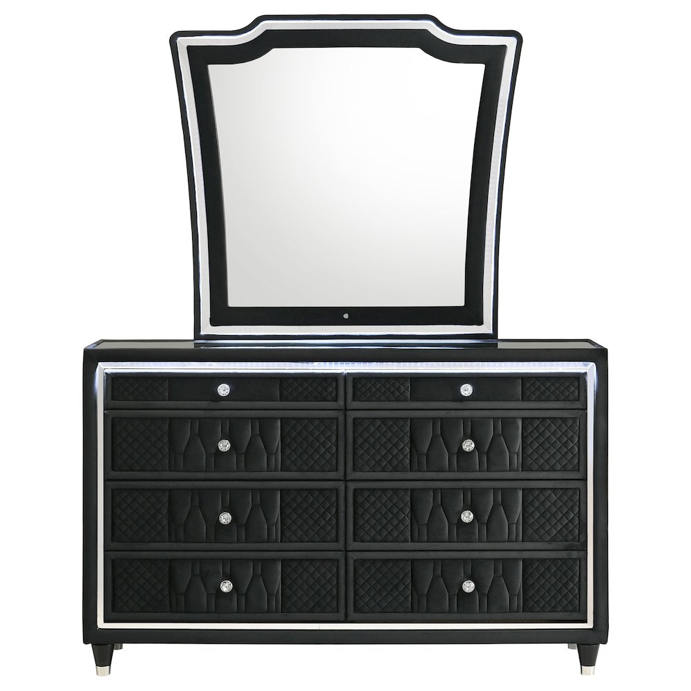 Lorient 8-drawer LED Dresser with Mirror Black