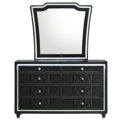 Lorient 8-drawer LED Dresser with Mirror Black