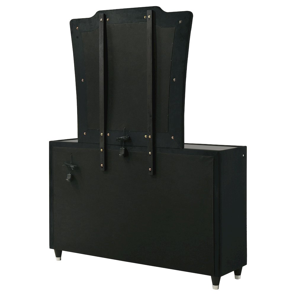 Lorient 8-drawer LED Dresser with Mirror Black