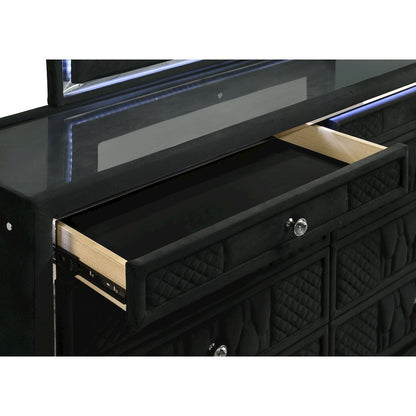 Lorient 8-drawer LED Dresser with Mirror Black