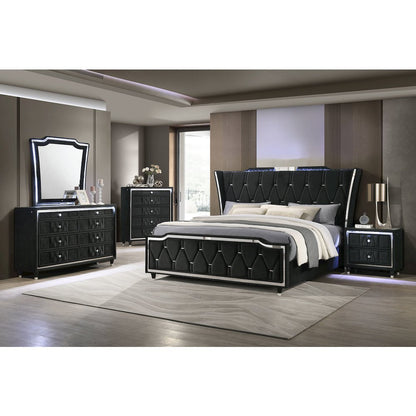 Lorient 8-drawer LED Dresser with Mirror Black