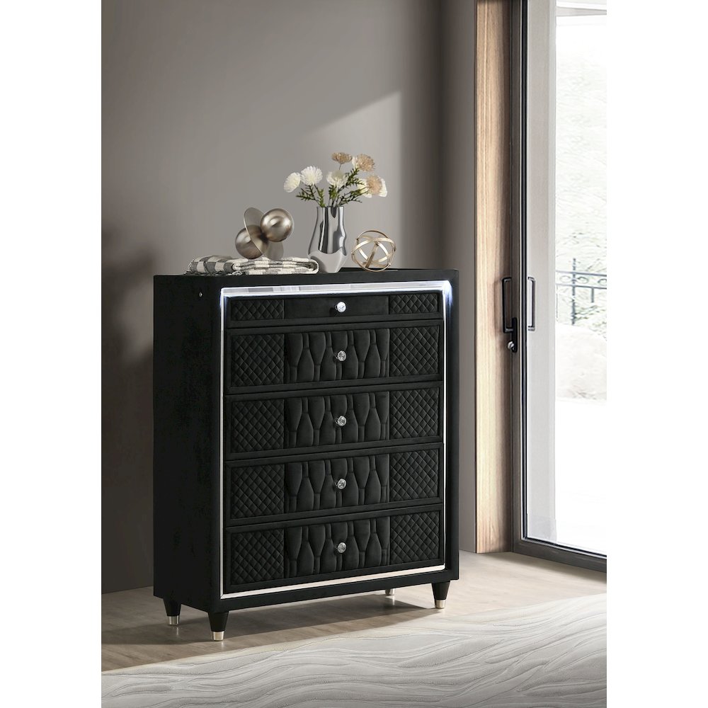 Lorient 5-drawer LED Chest of Drawers Black