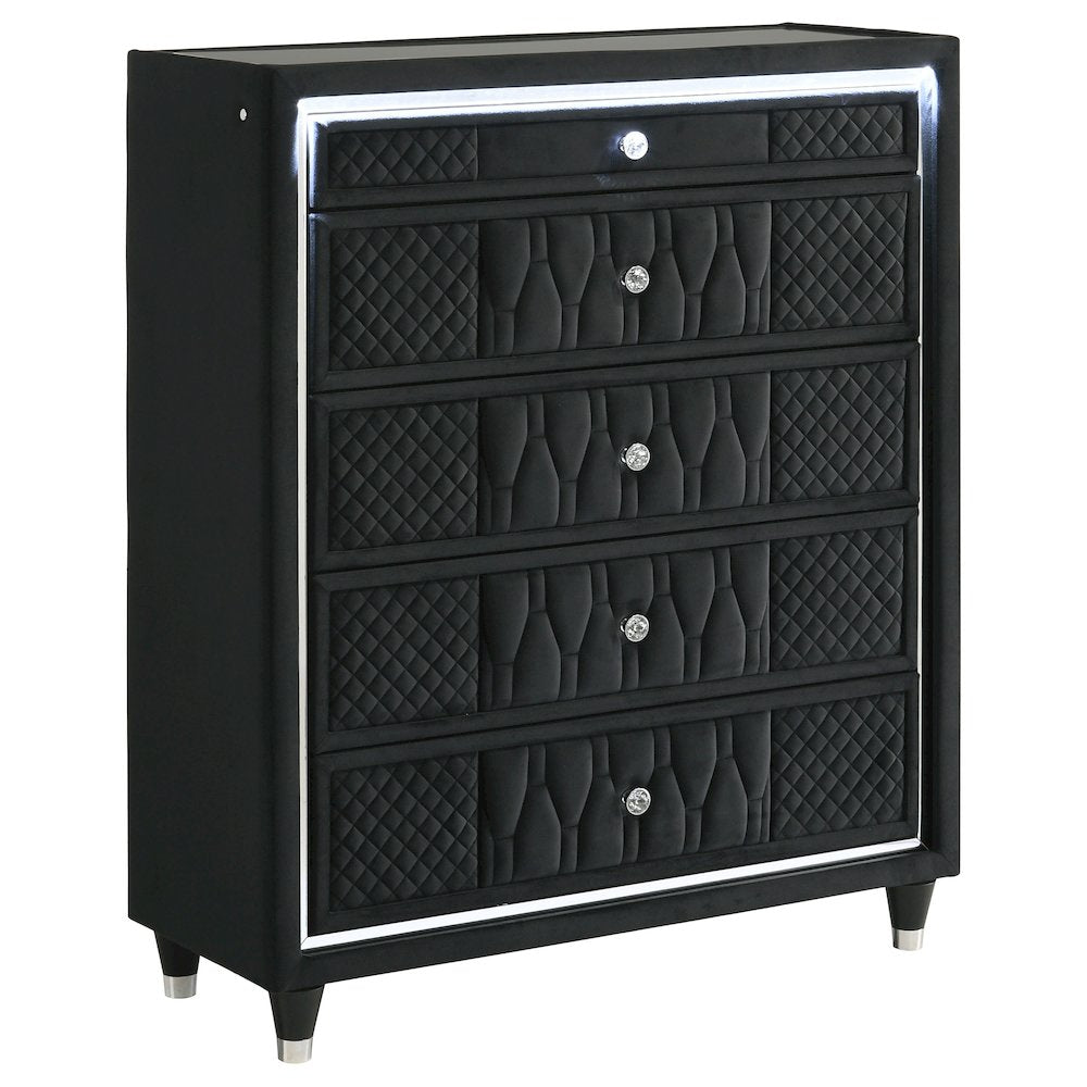 Lorient 5-drawer LED Chest of Drawers Black