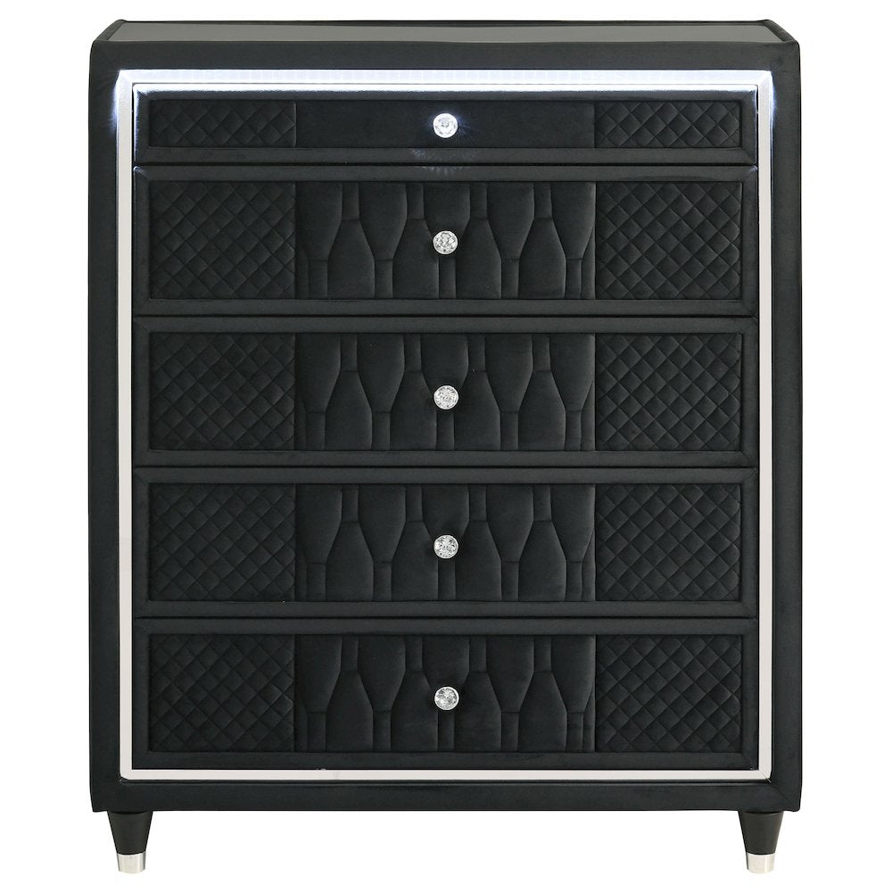 Lorient 5-drawer LED Chest of Drawers Black