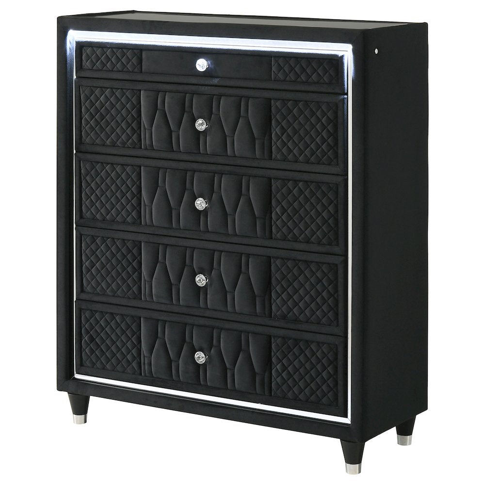 Lorient 5-drawer LED Chest of Drawers Black