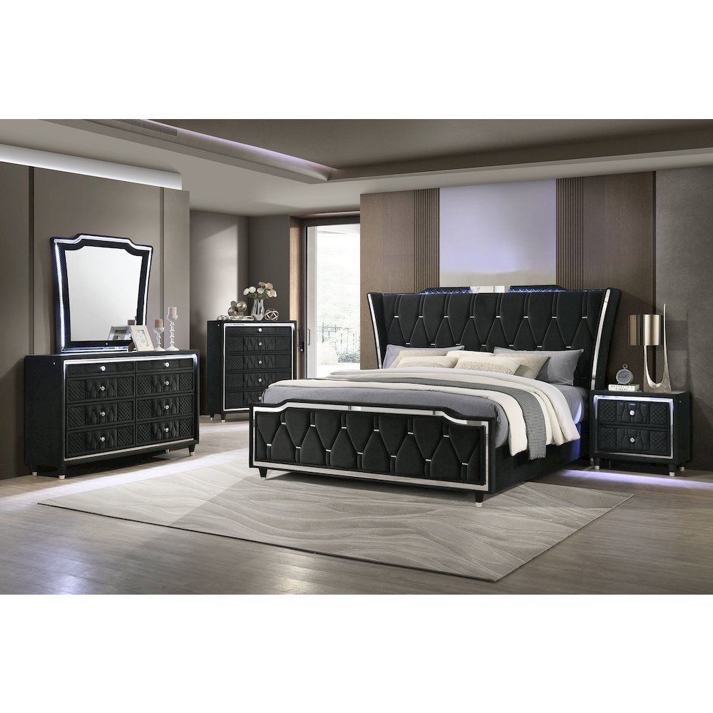 Lorient 5-drawer LED Chest of Drawers Black