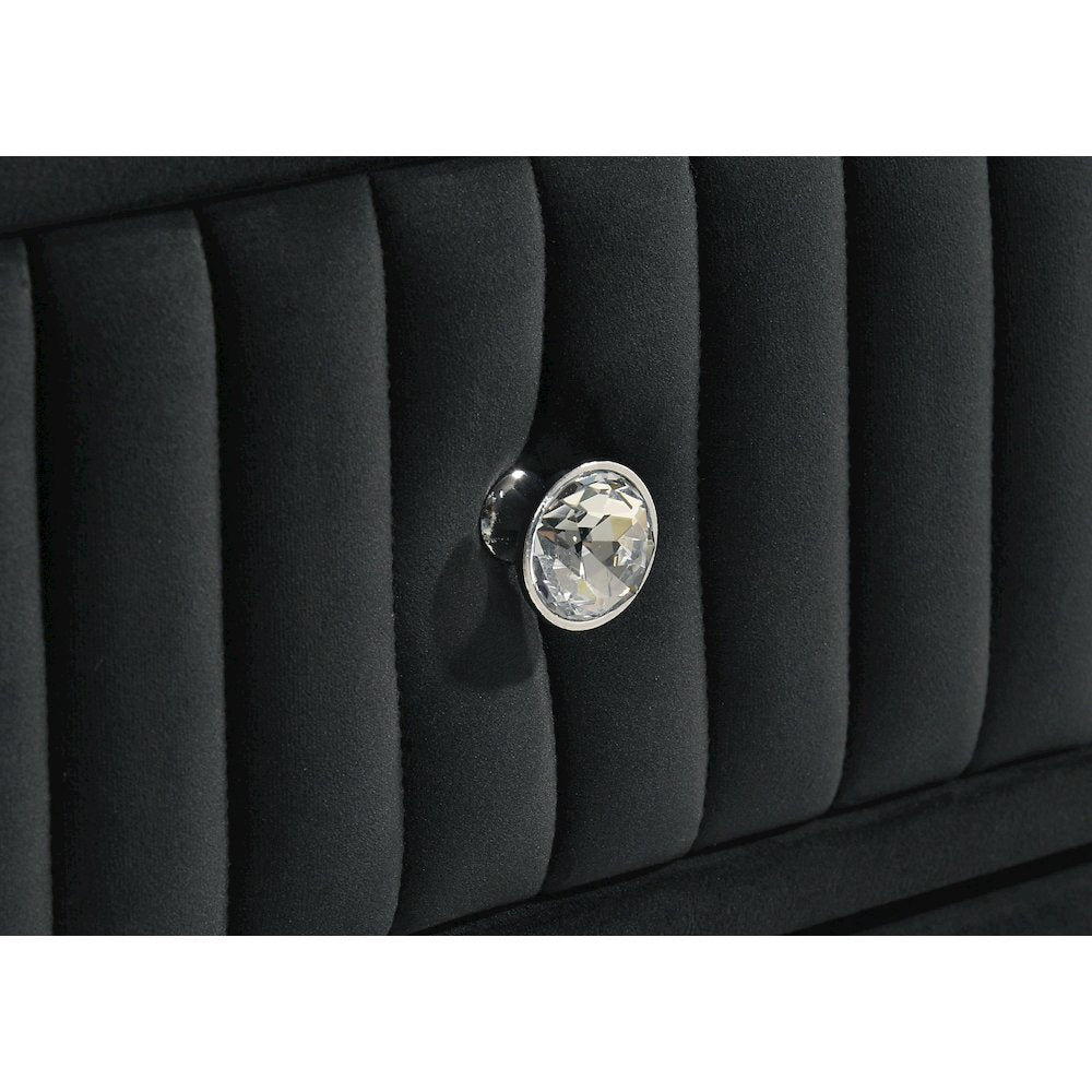 Ravenne 4-piece Velvet Upholstered Queen LED Bedroom Set Black