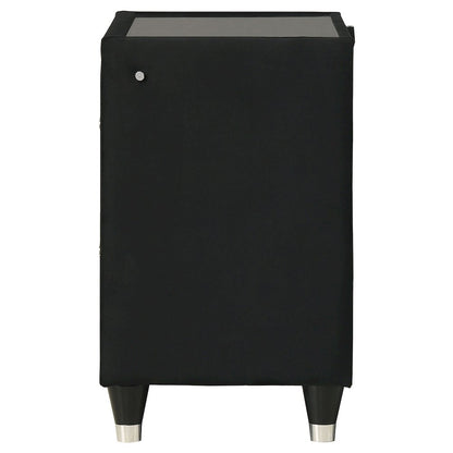 Ravenne 2-drawer Velvet Upholstered LED Nightstand with USB Black