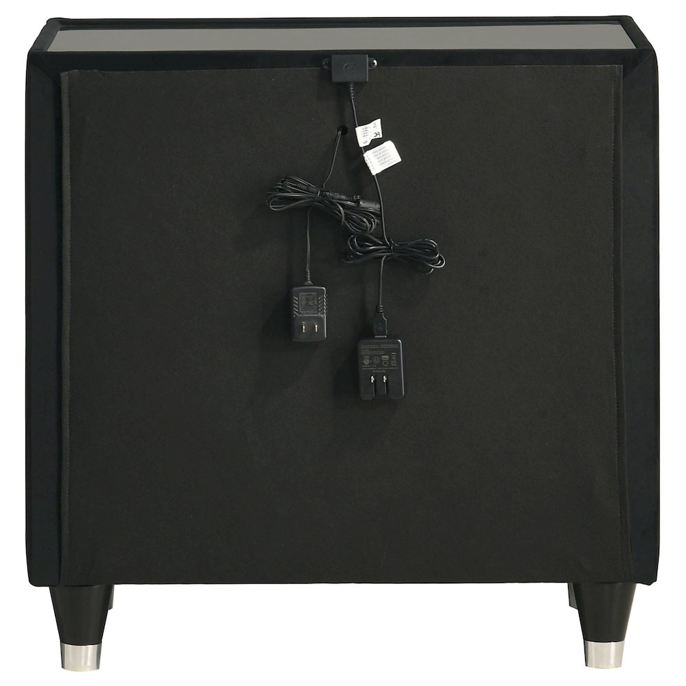 Ravenne 2-drawer Velvet Upholstered LED Nightstand with USB Black