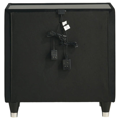 Ravenne 2-drawer Velvet Upholstered LED Nightstand with USB Black