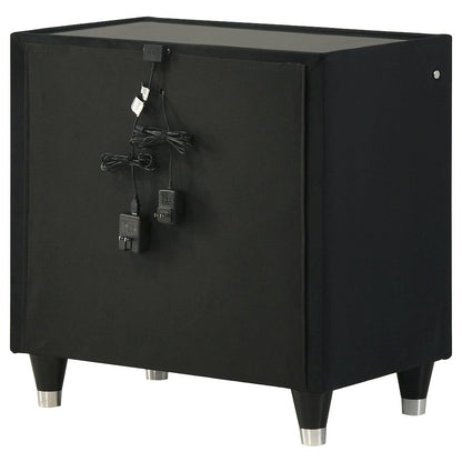 Ravenne 2-drawer Velvet Upholstered LED Nightstand with USB Black
