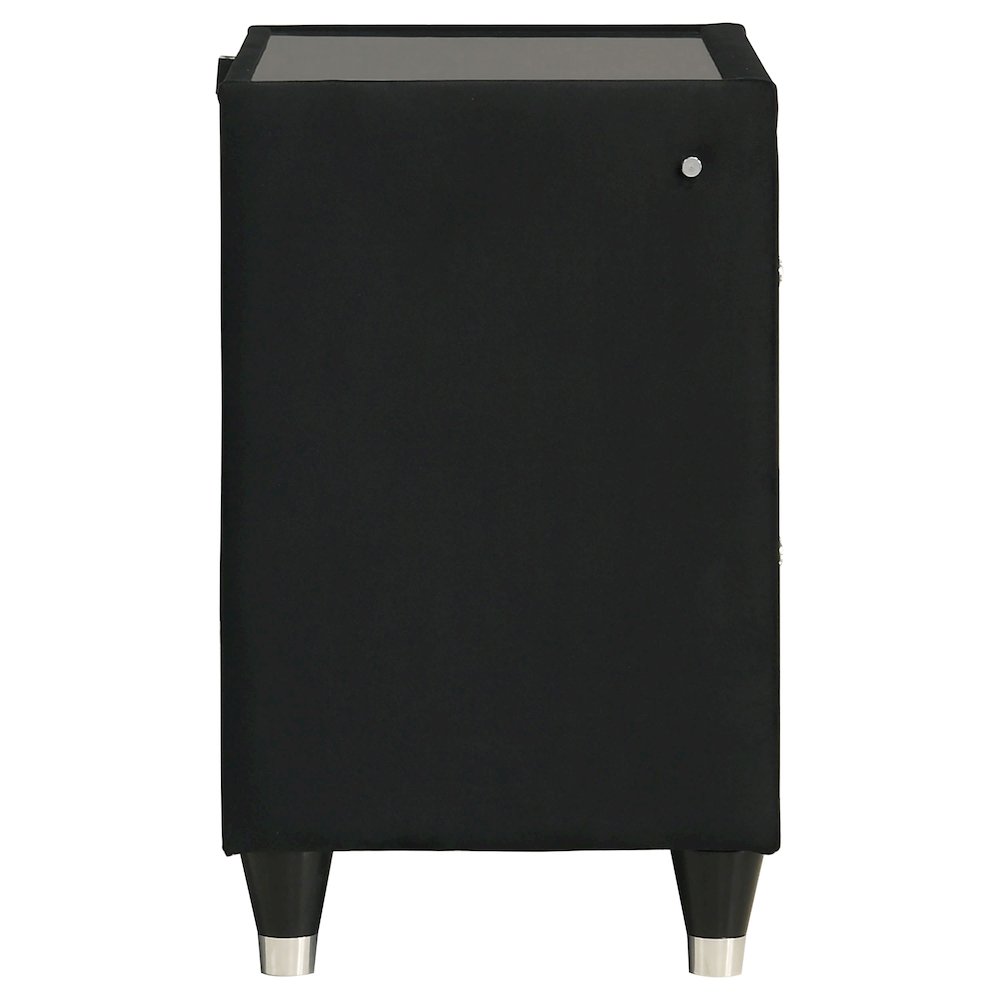 Ravenne 2-drawer Velvet Upholstered LED Nightstand with USB Black