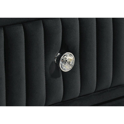 Ravenne 2-drawer Velvet Upholstered LED Nightstand with USB Black