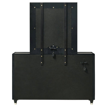 Ravenne 8-drawer Velvet Upholstered LED Dresser and Mirror Black