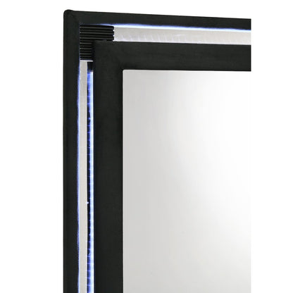 Ravenne Velvet Upholstered LED Dresser Mirror Black