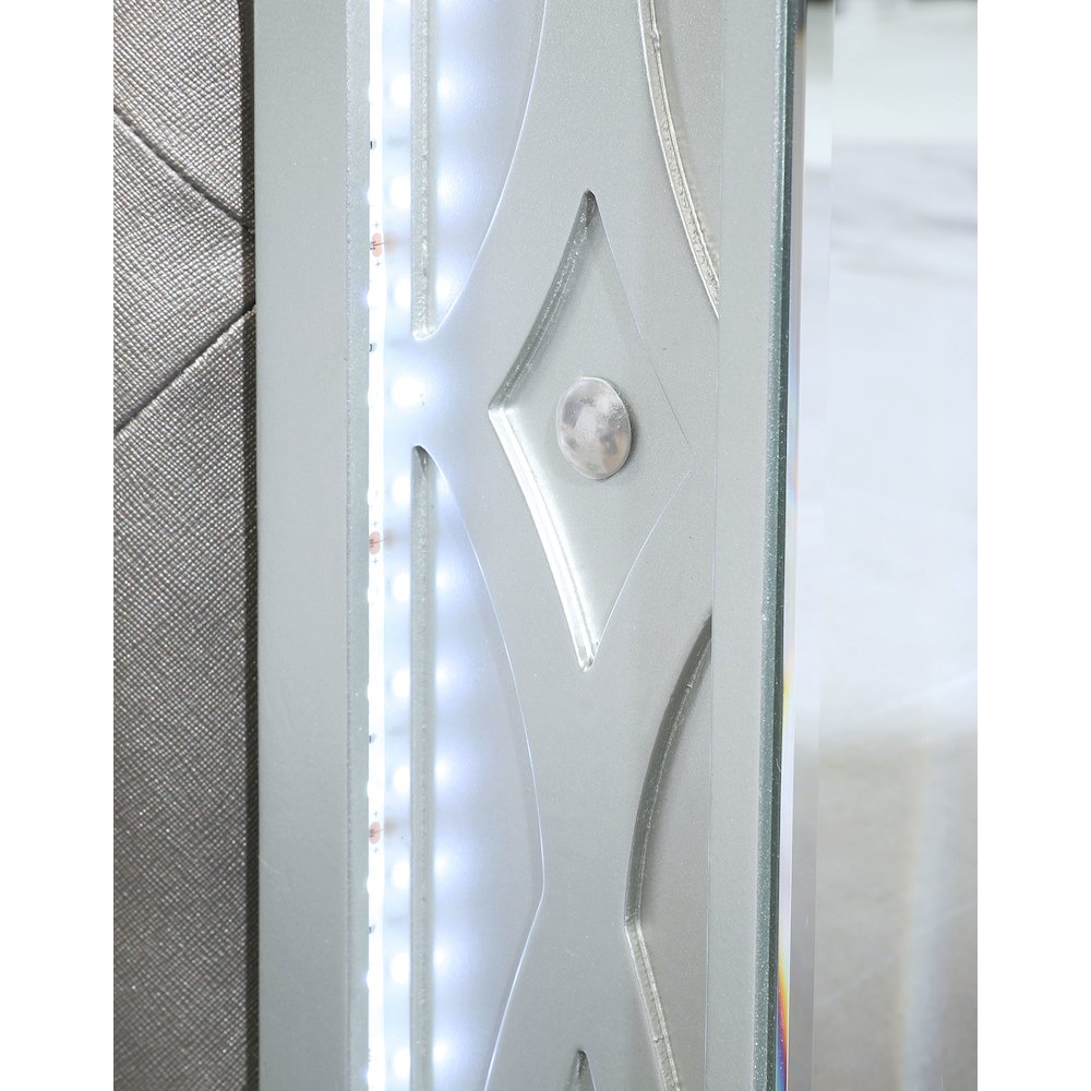 Gunnison Wood California King LED Panel Bed Silver Metallic