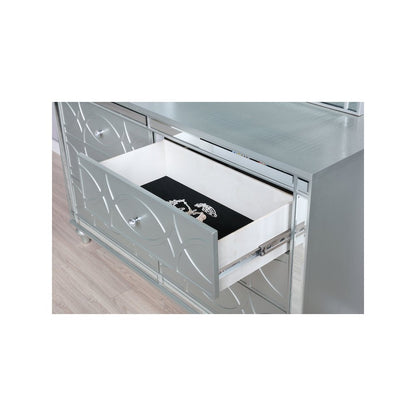 Gunnison 6-drawer Dresser with Mirror Silver Metallic