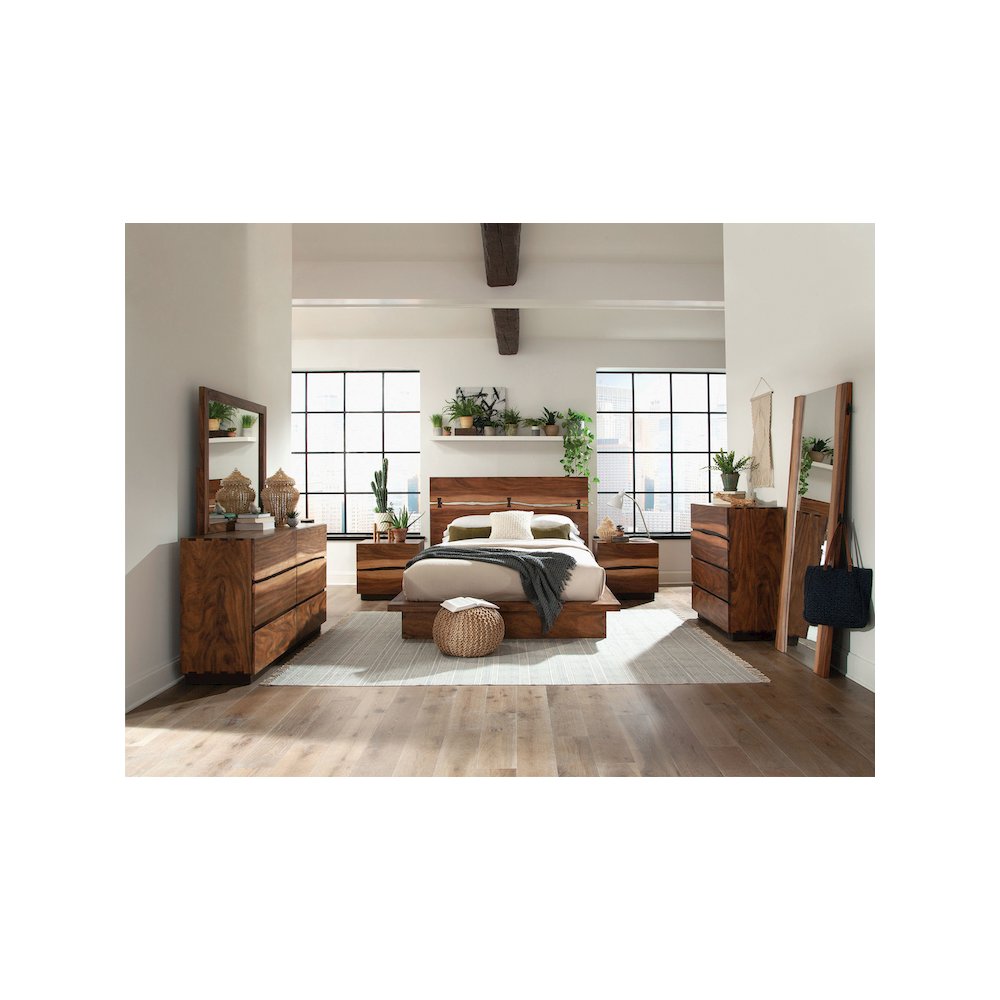 Winslow 6-drawer Dresser with Mirror Smokey Walnut