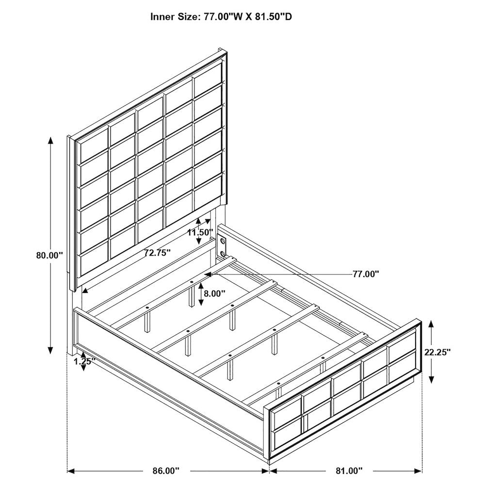 Durango 77-inch Eastern King Panel Bed Smoked Peppercorn
