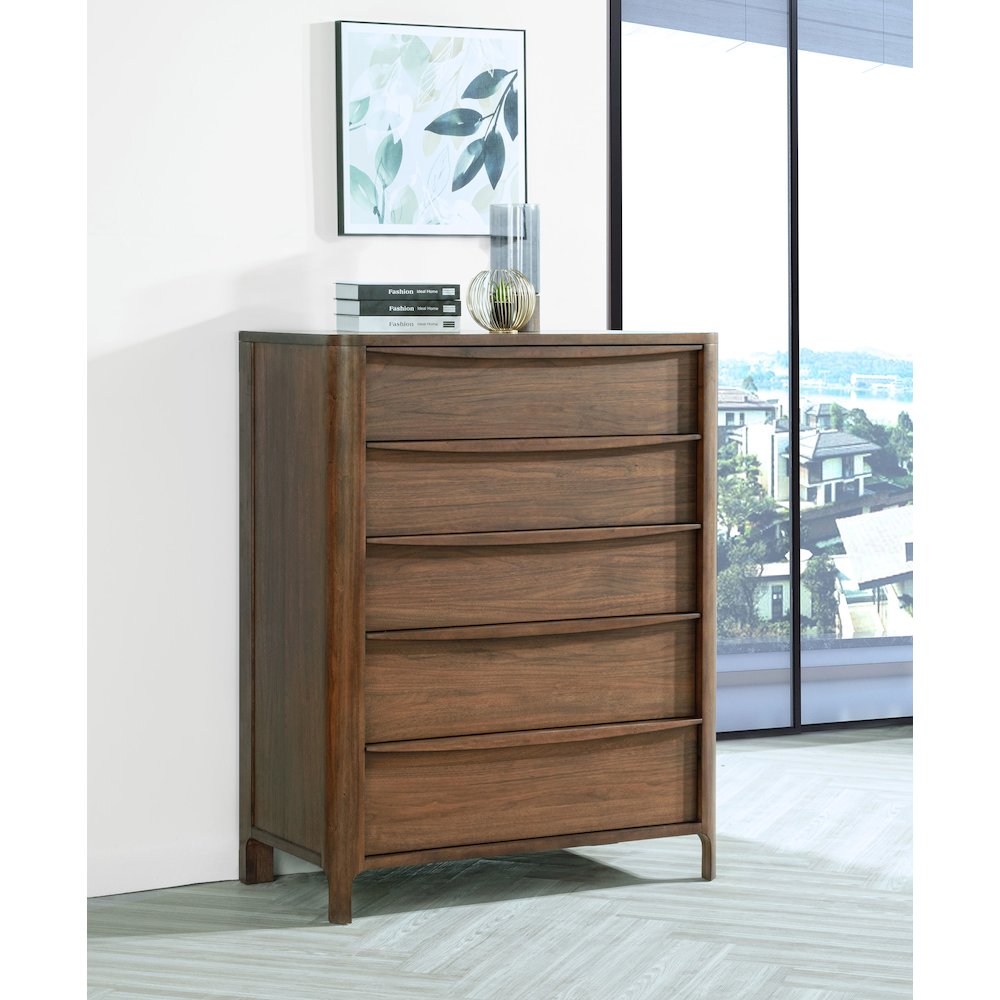 Maderia 5-drawer Chest of Drawers Walnut