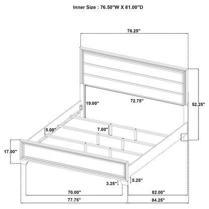 Wright 50-inch Upholstered Eastern King Bed Brown Oak