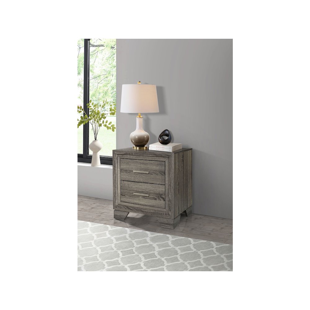 Wright 2-drawer Nightstand Bedside Table Brown Oak