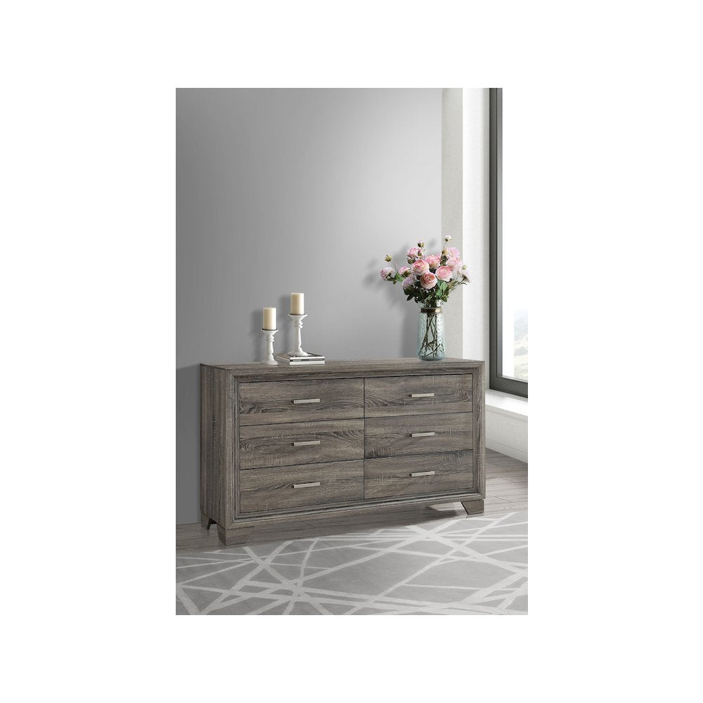 Wright 6-drawer Dresser Cabinet Brown Oak