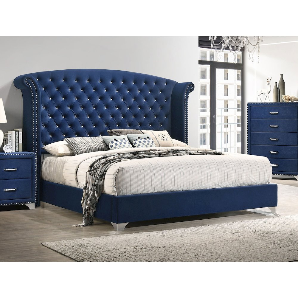 Melody Upholstered California King Wingback Bed Pacific Blue