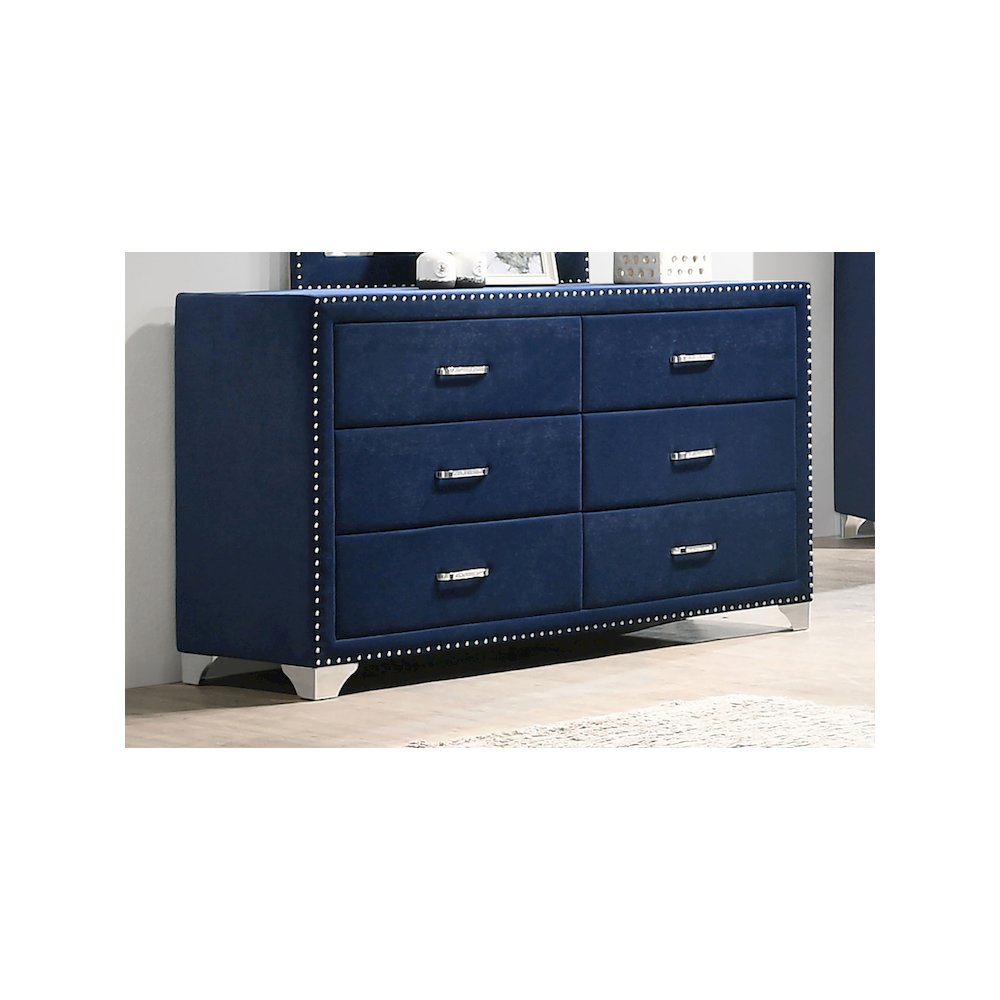Melody 6-drawer Upholstered Dresser Pacific Blue