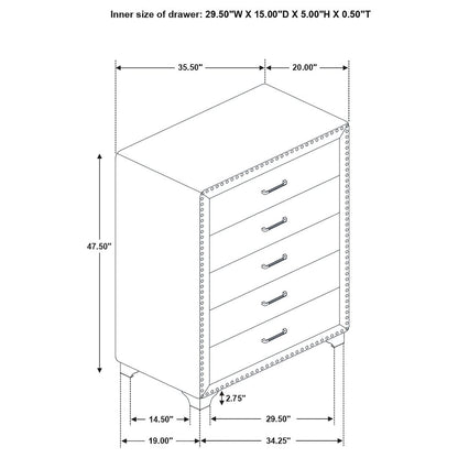 Melody 5-drawer Bedroom Chest Pacific Blue