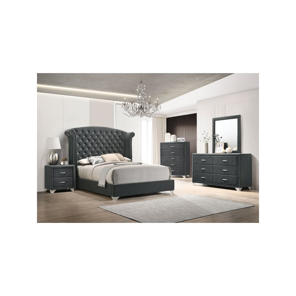Melody Upholstered 2-drawer Nightstand Grey