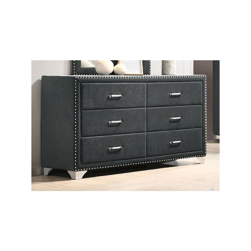 Melody 6-drawer Upholstered Dresser Grey