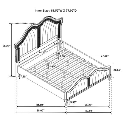 Evangeline Wood Eastern King LED Panel Bed Silver Oak