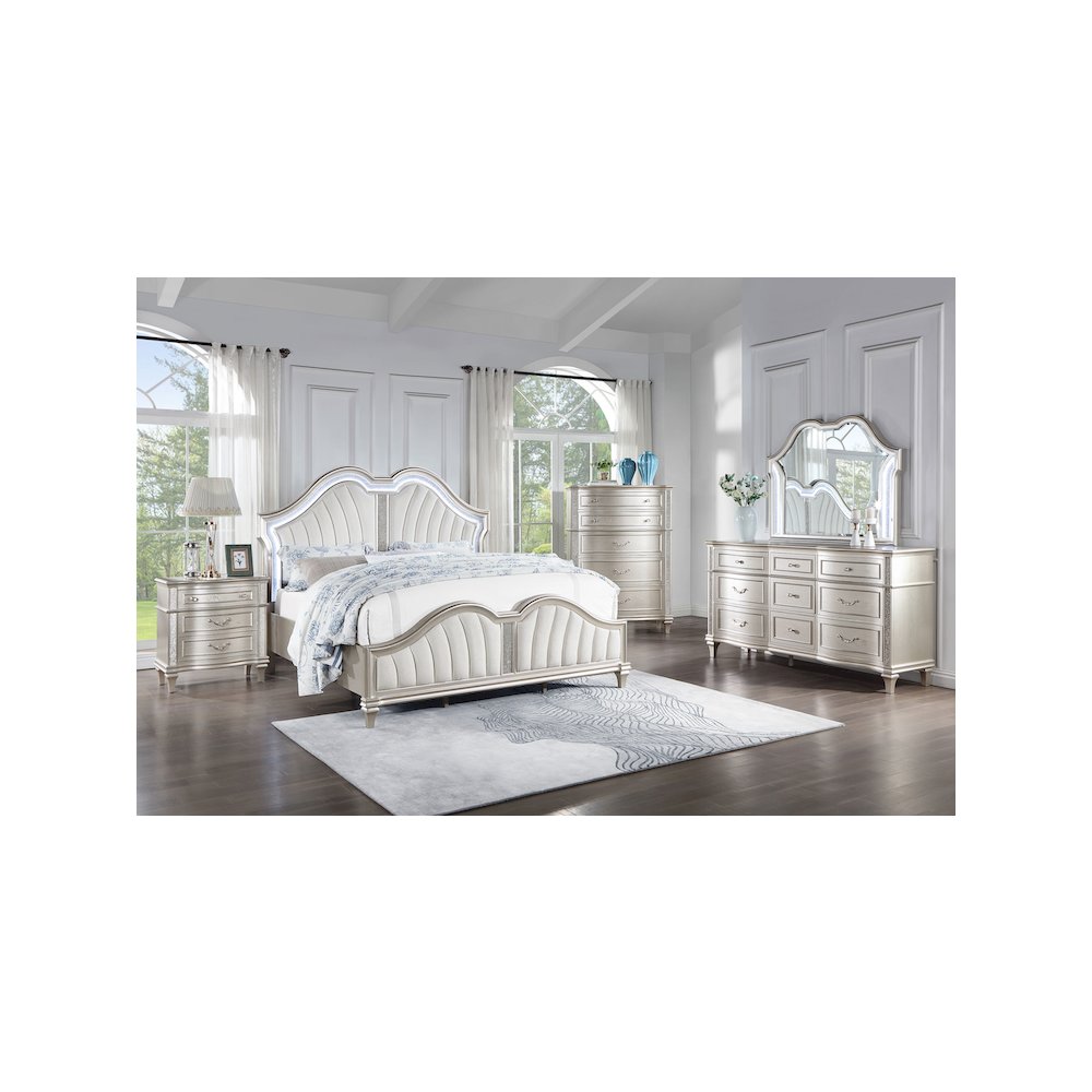 Evangeline 9-drawer Dresser with Mirror Silver Oak